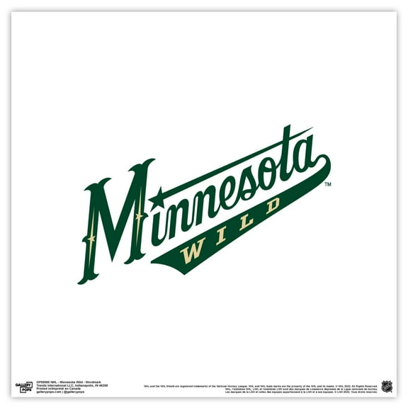 Gallery Pops NHL Minnesota Wild - Wordmark Wall Art, Unframed Version, 12" x 12"