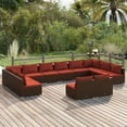 thumbnail image 1 of vidaXL 12 Piece Garden Lounge Set with Cushions Brown Poly Rattan, 1 of 4