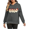 thumbnail image 2 of Black*Friday Chaoheng Oversized Hoodies for Women Women's Thermal Flocked Christmas Print Hoodie,Brushed Fleece Lined Long Sleeve Pullover Womens Fall Clothes on Sale, 2 of 6