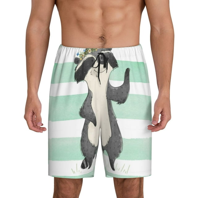 Fotbe Cute Raccoon Pantalones Cortos de Pijama para Hombre, Ropa de Dormir, Pantalones de Pijama Cortos para Hombre-X-Large