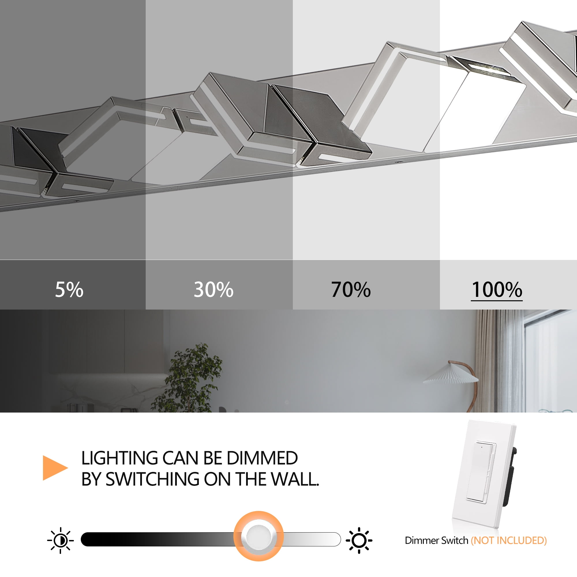 Miniyam 8-Lights LED Vanity Light, Modern Wall Sconce for Bathroom Over Vanity Mirror, Dimmable Light Fixture, Chrome
