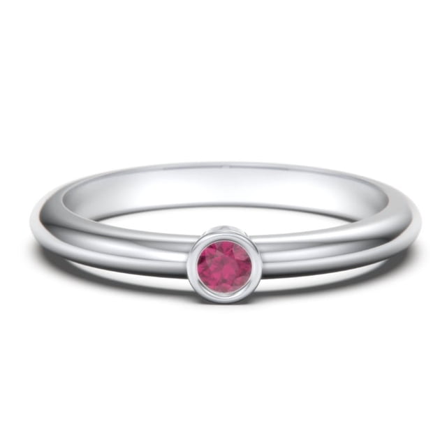 Classic Bezel Set Birthstone Ring - Ruby (July)