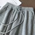 thumbnail image 2 of USSUMA Athletic Shorts for Women Letter Prints Drawstring Loose Elastic Mid Waist Embroidered Plus Size Shorts with Pocket Delightful Shorts Wide Legs Tailored Fit Flowy Shorts for Costume Gray Xl, 2 of 5