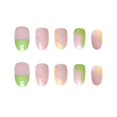 thumbnail image 5 of Uñas postizas degradadas, uñas postizas coloridas y brillantes, puntas de uñas francesas ovaladas cortas, uñas postizas acrílicas de cubierta completa diseñadas para mujeres y niñas, 24 piezas, 5 of 5