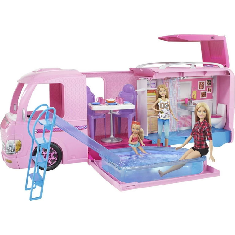 Barbie Camper, Doll Playset with 50 Accessories and Waterslide