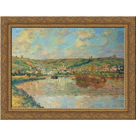 Late Afternoon in Vetheuil 24x20 Gold Ornate Wood Framed Canvas Art by Monet, Claude
