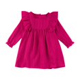thumbnail image 3 of 2 Pack Peplum Dresses for Girls 0-6 Years Cute Ruffle Long Sleeve Crewneck Toddlers Kids Casual Solid Color Loose Pullover Babydoll Mini Dress, 3 of 8