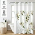 thumbnail image 2 of Mizhona Rustic Floral No Hook Shower Curtain with Snap in Liner，White Hookless Fabric Bath Curtain,71"× 74", 2 of 7