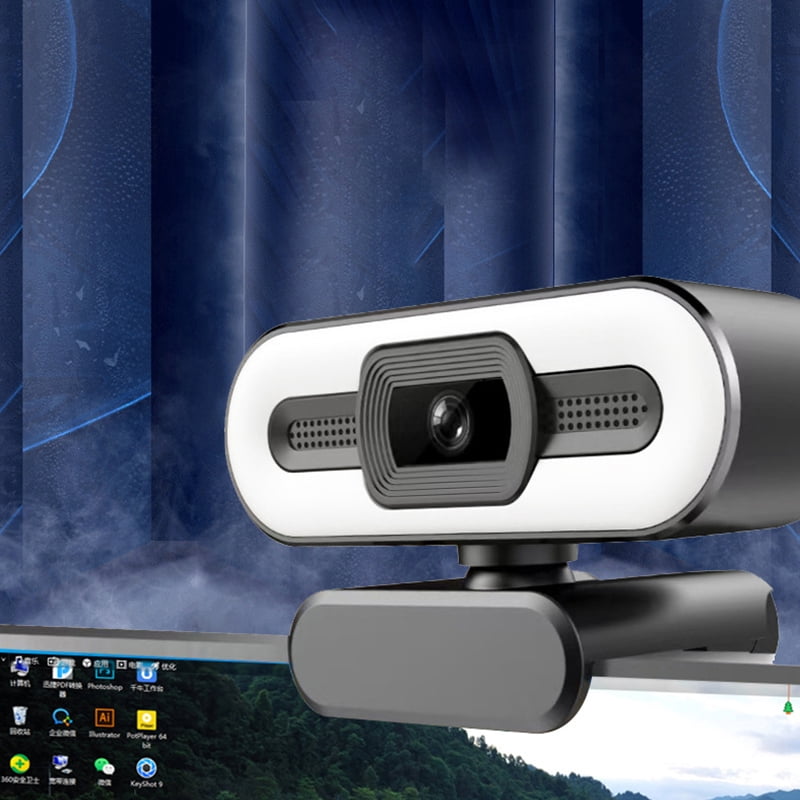 Autofocus HD Webcam with Fill Light Rotatable Laptop Webcam PC Computer Camera with Microphone for Youtube Video