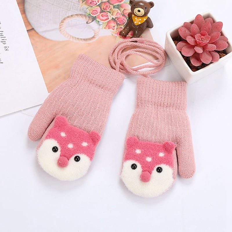 SHIYAO New Baby Cute Deer Gloves Winter Knit Wool Newborn Mittens ...