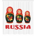 thumbnail image 2 of Ambesonne Russian Shower Curtain, Nesting Matryoshka Dolls, 69"Wx84"L, Vermilion White Green, 2 of 2