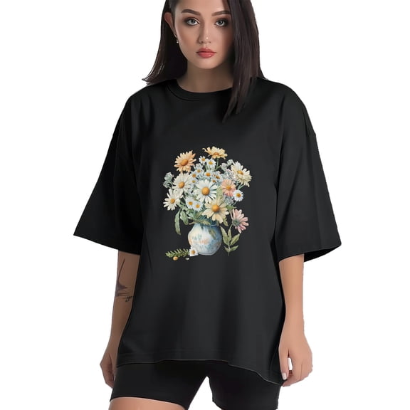 Women T Shirt Graphic Tee Summer Tops Half Sleeve Loose Drop Shoulder Vintage Shirts Streetwear Sweat Casual Tees XS