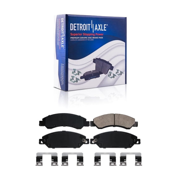 Detroit Axle - Front Brake Pads for Chevrolet Silverado Suburban 1500 Avalanche Tahoe GMC Sierra Yukon XL 1500 Cadillac Escalade ESV EXT, Ceramic Brakes Pads w/Hardware Replacement