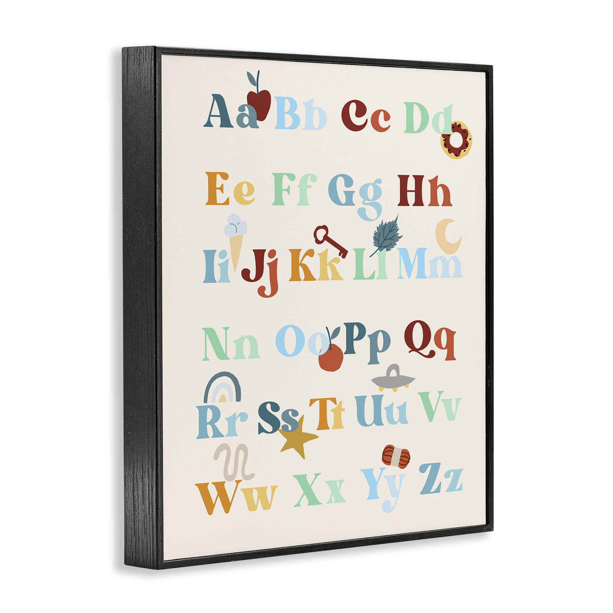 Stupell Industries Boy's Alphabet Chart Novelty Painting Black Framed Art Print Wall Art, 16 x 20