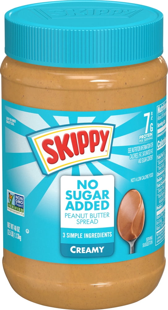 Skippy No Sugar Added Creamy Peanut Butter 40 Oz Jar Walmart
