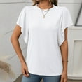 thumbnail image 3 of SHITINN Women's Textured Round Neck Flutter Sleeve T Shirt for Casual Wear Cute Short Sleeve Tops for Women Womens Basic Tops Summer Clothes, 3 of 7