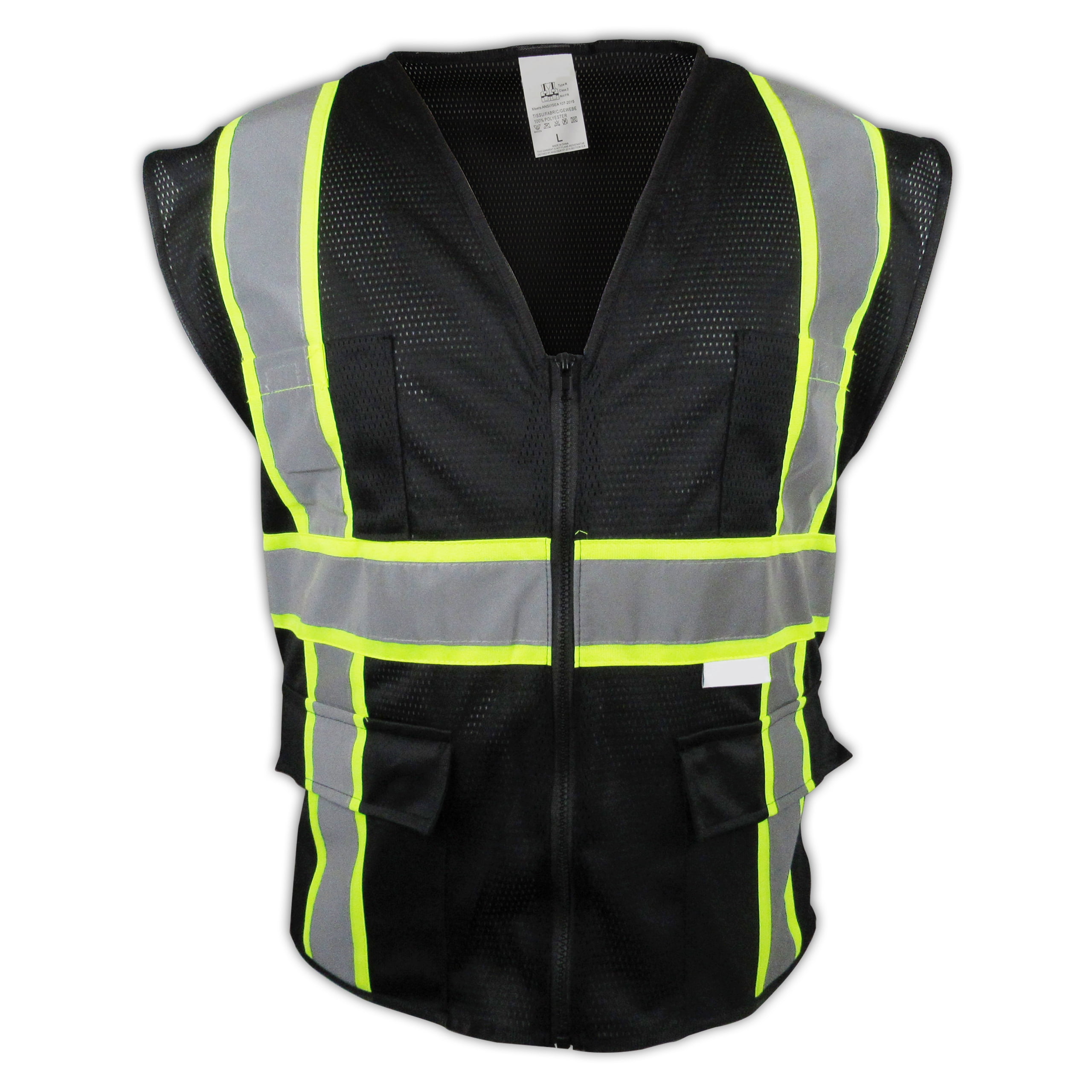 GOGO 9 Pockets High Visibility Zipper Front Safety Vest with Reflective Strips Meets ANSI Standards-Yellow/Blue-XL