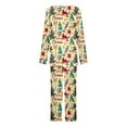 thumbnail image 6 of asdoklhq Women Christmas Pajamas Women Christmas Fashionable and Casual Loose Printed Round Neck Button Up Long Sleeved Pants Pajama Set Multicolor S, 6 of 7