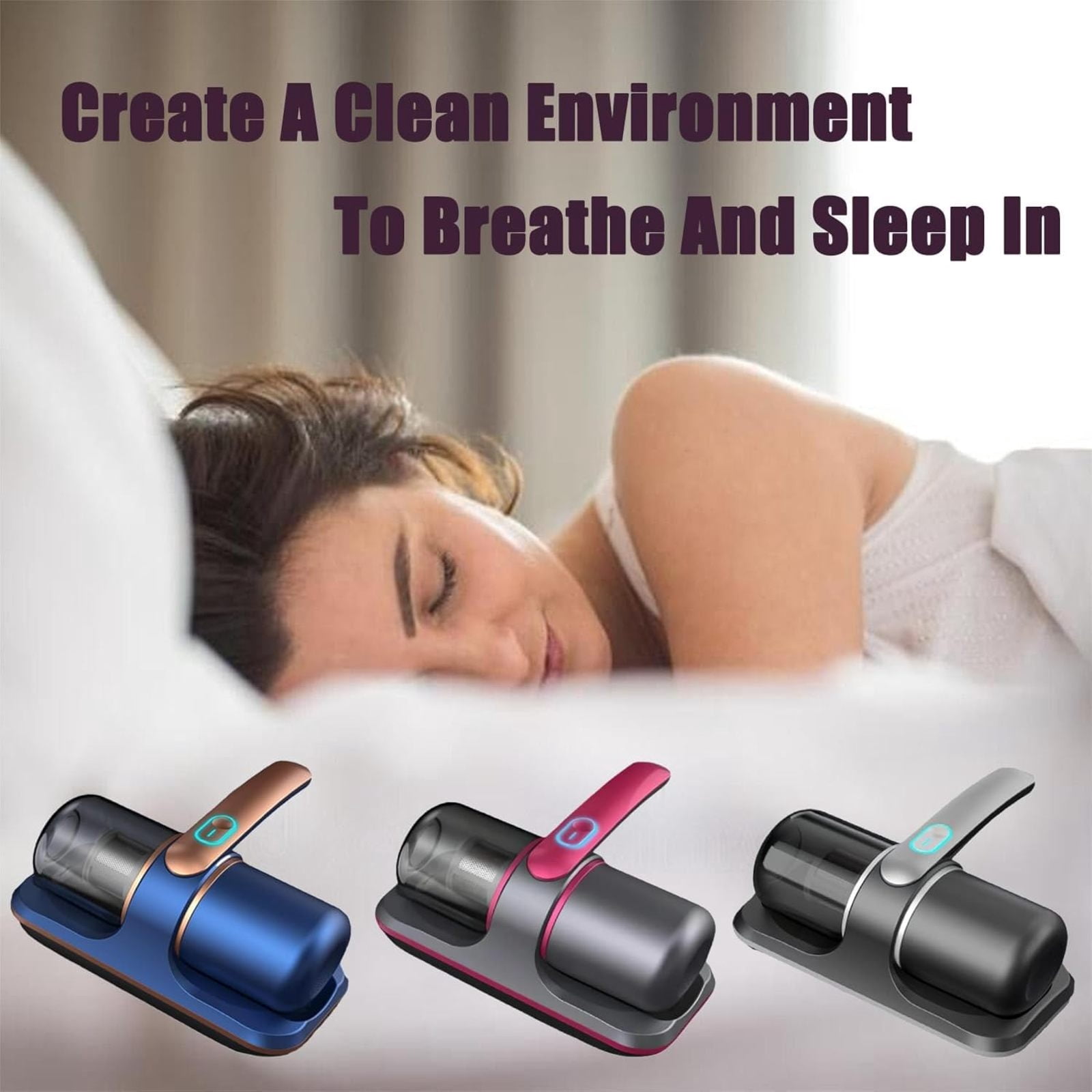 SQDWYGUO 2024 PureSleepy Vacuum, Bed Vacuum Cleaner Mattress Vacuum, Pure Sleepy Bed Vacuum, Handheld Cordless Vacuum Cleaner, Deep Cleaning Mattress Corded/Sofas/Pet Hair/Carpets,Gray