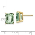 thumbnail image 2 of 14k Solid Yellow Gold Polished Post 10x8 Emerald Green Amethyst Earrings 11x8mm Wide Stud Earring for Women, 2 of 2