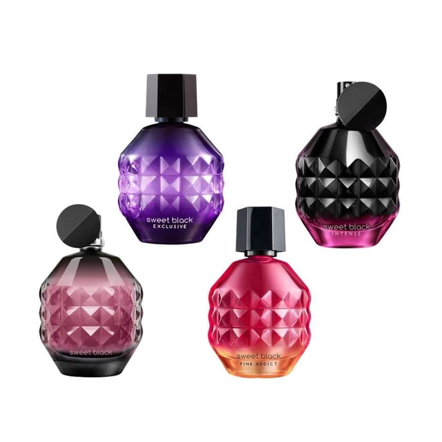 Set 4 Perfumes Cyzone Sweet Black: Clásico, Intense, Exclusive y Pink Addict