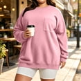 thumbnail image 2 of Women's Plus Size Crewneck Sweatshirt Oversized Long Sleeve Pullover with Chest Pocket Casual Fleece Top for Fall Winter Daily Wear, 2 of 9