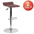 thumbnail image 4 of Flash Furniture 2 Pack Contemporary Burgundy Vinyl Adjustable Height Barstool with Solid Wave Seat and Chrome Base, 4 of 9