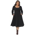 thumbnail image 3 of DARING DIVA Women's Plus Size Knit Long Sleeve A Line Midi Pockets Dress 4X Black, 3 of 6