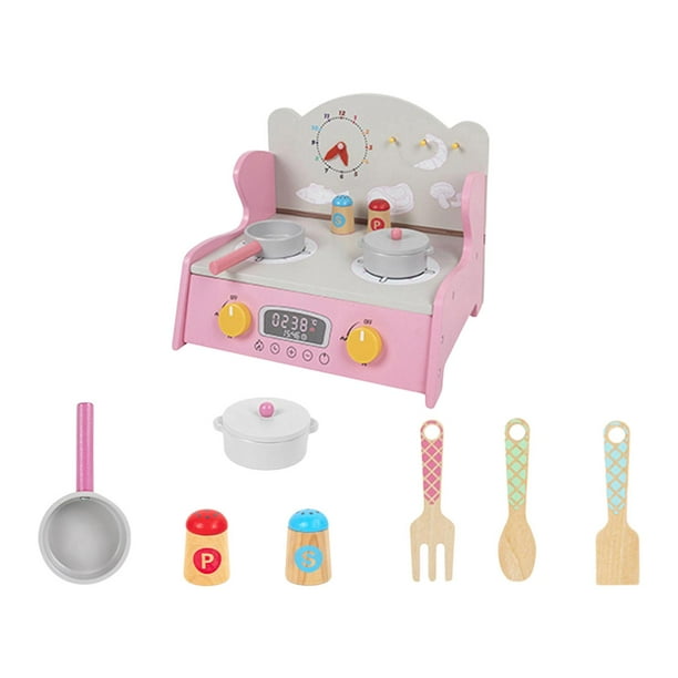 Juego de cocina infantil realista, ideal como regalo de cumpleaños o para simular una cocina de jardín de infancia. Conjunto rosa A