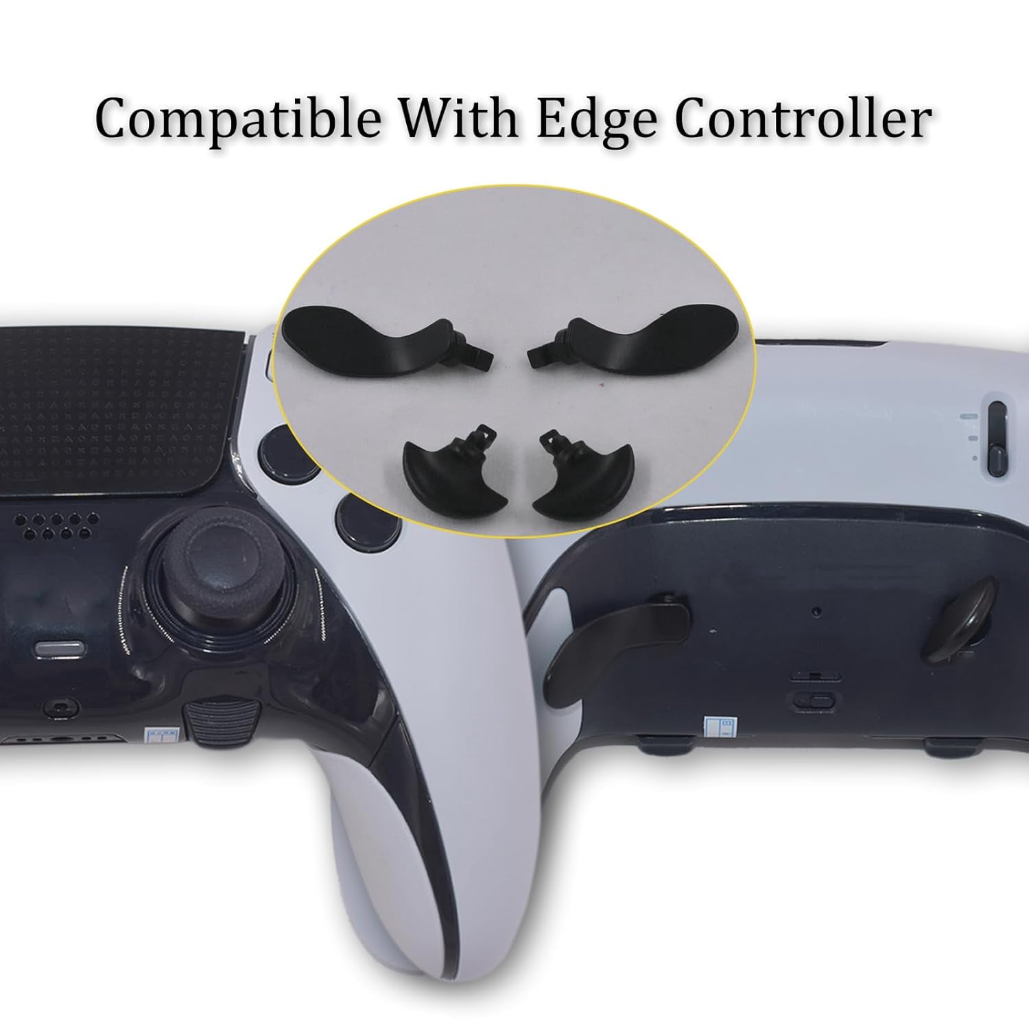 4PCS Metal Back Paddles for PS5 Controller, Paddles Replacement Interchangeable Parts for DualSense Edge Gamepad-Black