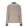thumbnail image 6 of Women's Casual Long Sleeve Lapel Button Denim Accent Pullover Sweatshirt Top, 6 of 6