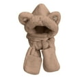 thumbnail image 4 of Baqcunre Clearance! Beanies Hats Men, Women Woolen Three In One Hooded Cap Earflap Hat Long Scarf Gloves Set Winter Thermal Plush Earflap Hat Scarf Pocket Gloves Set Windproof Bear Themed Set,, 4 of 4