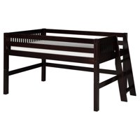 Camaflexi Full Size Low Loft Bed - Mission Headboard - Lateral Ladder - Cappuccino Finish