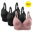 thumbnail image 2 of Hxshgdsn 3PC Women Padded Push Up Bras Embroidered Full-Coverage Soft Extra-Elastic Wireless Backless Everyday No Rims Underwear Sports Bras,Black 4,42/95, 2 of 3