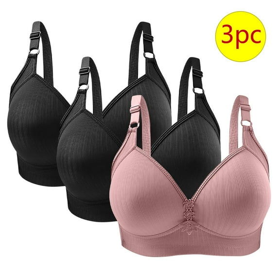 LLYWEY Non Padded Bras for Women Soft Wireless Bras Women Ladies Bralette Bra Style-1241 Women's Plus Seamless Bra Feature Adult Female Lace Sports Bras Black 44B