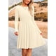 thumbnail image 5 of Vestido PRETTYGARDEN de punto acanalado beige, manga larga, corte en A, talla M, 5 of 8