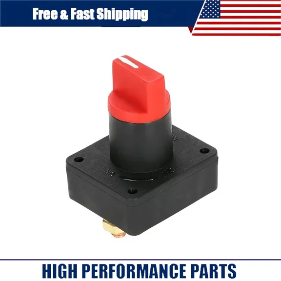 Aniceparthy NEW Battery Disconnect Cut On/Off Rotary Switch Car RV ATV Marine Switch 12V 24V  Black and Red