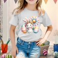 thumbnail image 2 of MIXUE Toddler Girls Tops & T-Shirts Kids Easter Bunny Graphic Loose Fit Casual Short Sleeve Pullover Tshirts Outwear,White,2-3 Years, 2 of 4