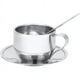 thumbnail image 1 of Juego de tazas de café de acero inoxidable con aislamiento de doble pared y cuchara para platillo., 1 of 5