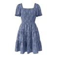 thumbnail image 3 of YuXingFu Plus Size Summer Dresses for Women Mid-Length Crew Neck Plus Size Womens Dress Short Sleeve Floral Casual Summer Navy M, 3 of 6