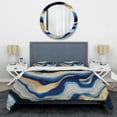 thumbnail image 3 of Designart "Flowing Vibrant Blue and Gold Art IV" Modern Bedding Covert Set - Abstract Transitional Blue Abstract Bed Set With 1 Sham, 3 of 6