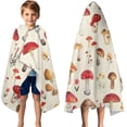thumbnail image 3 of Red Mushroom Floral Light Beige Pattern Hooded Bath Towel，50"x30" for Ages 3 To 12 Kids, Quick Dry Lightweight Soft Microfiber Hood Beach Towel Cover Up for Kids, 3 of 7