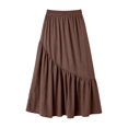 thumbnail image 3 of Tennis Skirts for Women Summer Elegant Summer Pleated Patchwork A-Line Skirt with High Waist Comfort Fit for Daily Casual Wear Coffee L, 3 of 3