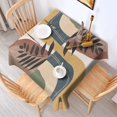 thumbnail image 2 of Brown Boho Geometric and Plant Pattern Square Tablecloth,Waterproof Square Table Cover,Wipeable Spillproof Washable Table Cover for Home Kitchen Party Decor 60"x60"(152x152cm), 2 of 6