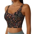 thumbnail image 2 of Fotbe Floral Sujetador Deportivo Largo sin Aros para Mujer con Almohadillas y Soporte Medio, Transpirable y Absorbente, Camiseta Tipo Chaleco o Tank Top-Medium, 2 of 8