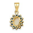 thumbnail image 4 of Real 14kt Yellow Gold Genuine Opal and Sapphire Pendant; for Adults and Teens; for Women and Men, 4 of 4