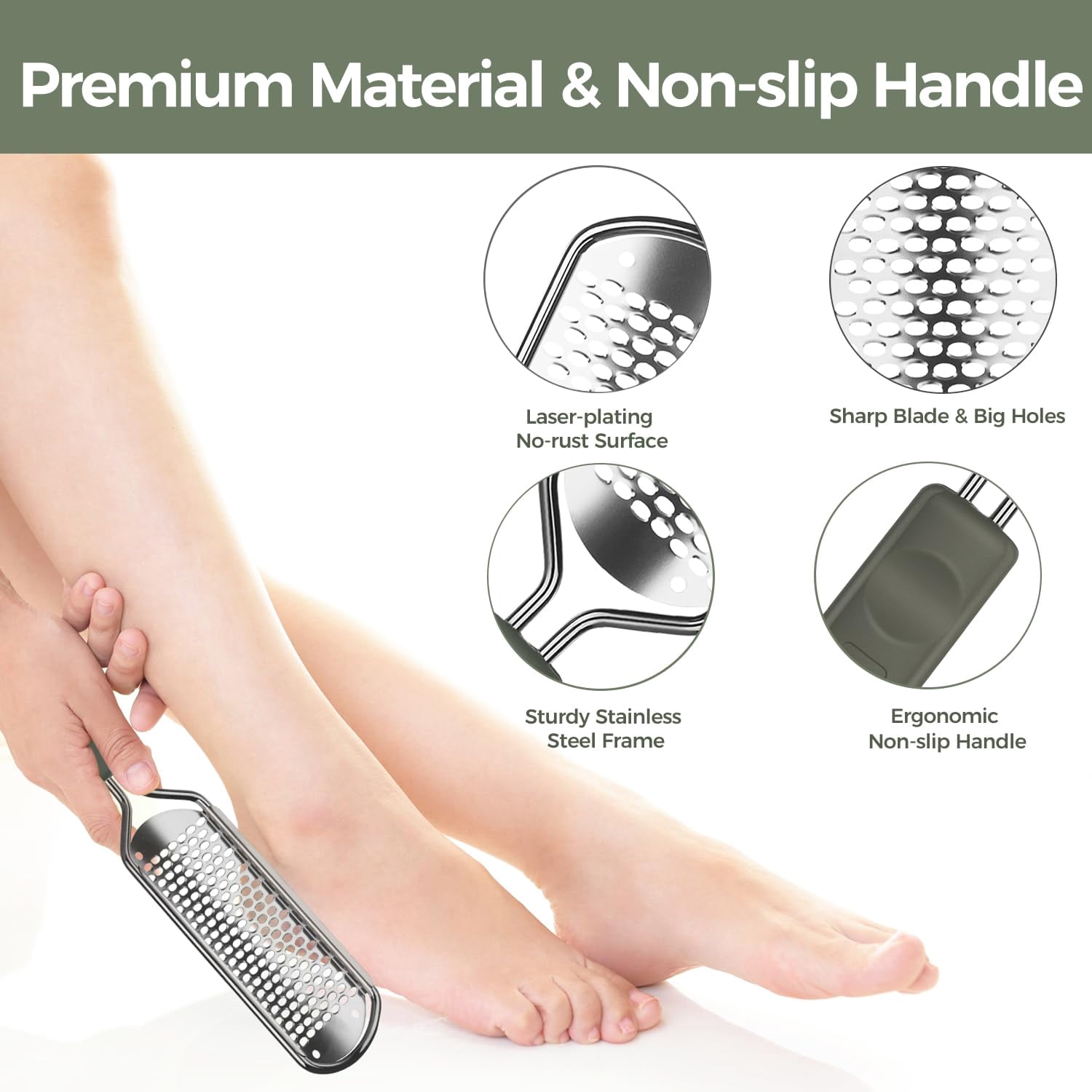 Foot File Foot Scrubber Pedicure - Callus Remover for Feet Professional Grater Rasp Foot Scraper Corns Callous Removers Cracked Dead Skin Remover for Dry and Wet Feet (Golden)