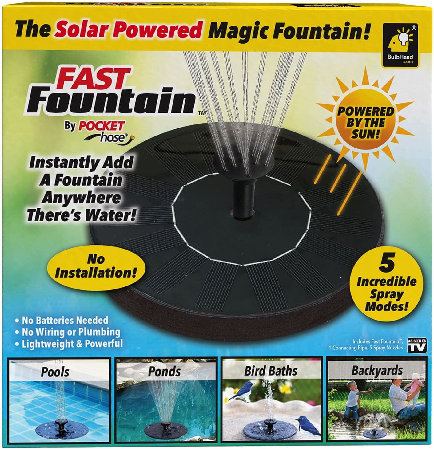 Fast Fountain by Pocket Hose, as Seen on TV, Solar Power Water Fountain