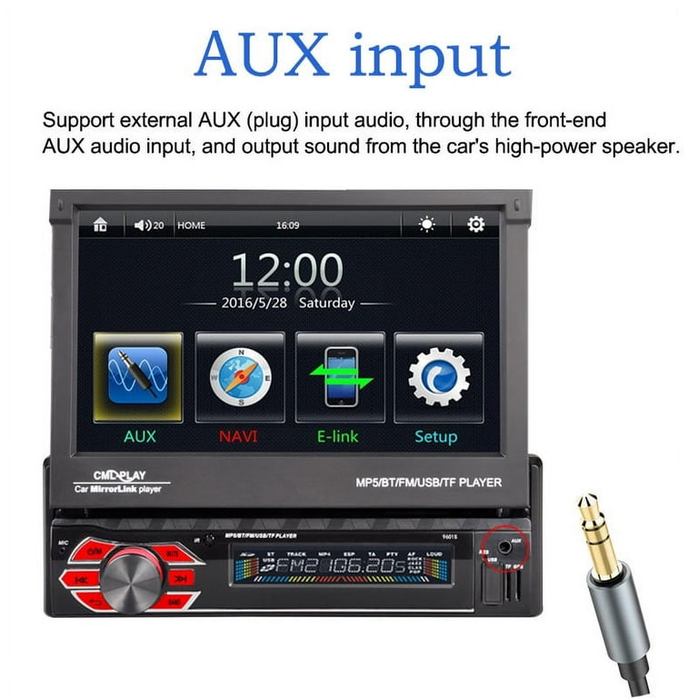 Touch Screen Car Radio 1 Din Bluetooth Music Handsfree MP5 Player TF USB  Charging Remote Audio System ISO 4.1” Head Unit 7805C