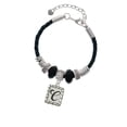 thumbnail image 2 of Delight Jewelry Silvertone Pebble Border Initial - C Niece Celtic Knot Leather Bead Bracelet, 7"+2" Extender, 2 of 4